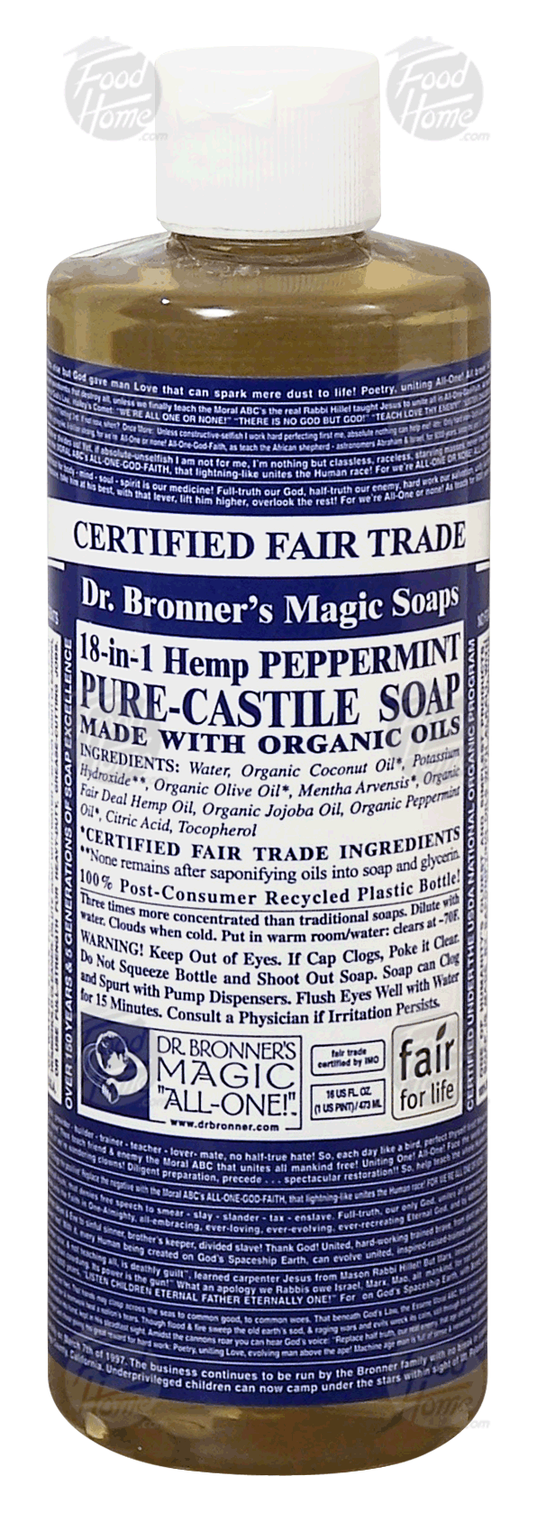 Dr. Bronner's Magic  18-in-1 hemp peppermint pure-castile soap made with organic oils Full-Size Picture